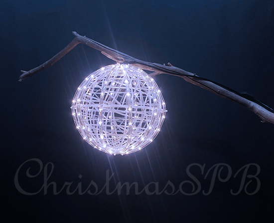 Светодиодная подвеска для деревьев «Плетеный шар» d30см